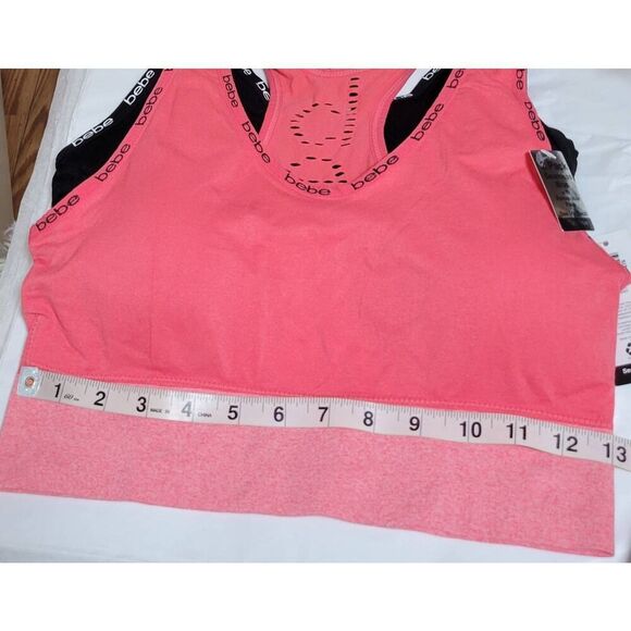 Bebe 2 Pack Seamless Microfiber Sports Bras w/ Removeable Pads Sz L Pink/Black N - Picture 7 of 10